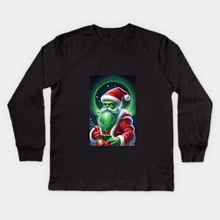 Alien Santa Claus Kids Long Sleeve T-Shirt
